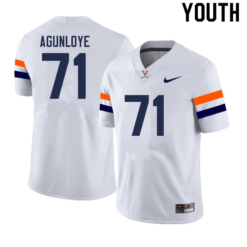 Youth #71 Olasunkonmi Agunloye Virginia Cavaliers College Football Jerseys Sale-White